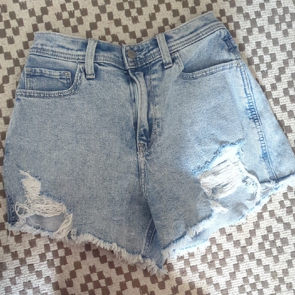 Hollister Light Blue Distressed Jean Shorts - Picture 1 of 3